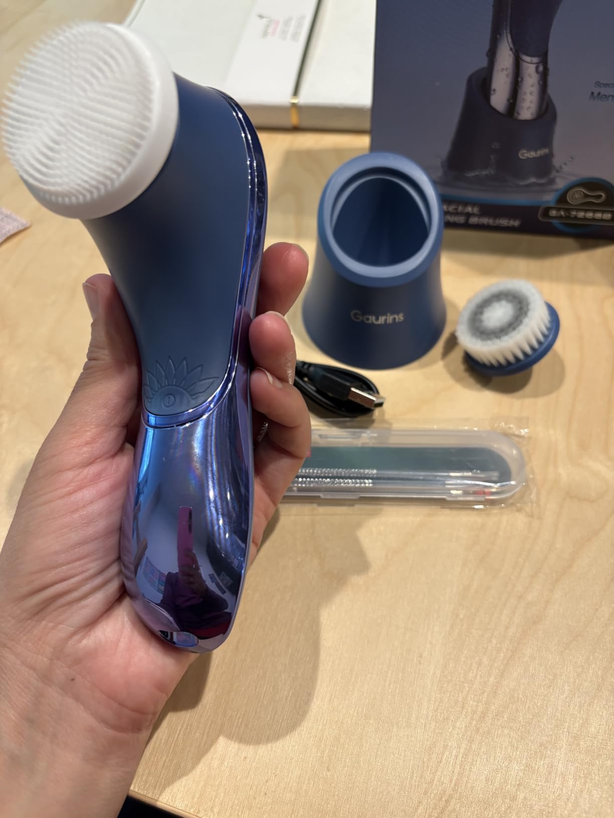 Facial Cleansing Brush, Rechargeable Electric Face Scrubber, 2-Speed Modes | IPX7 Waterproof Electric Spin Cleanser with 4 Brush Head, for Exfoliating, Deep Cleansing Removing Blackhead, Face Massaging customer photo 1