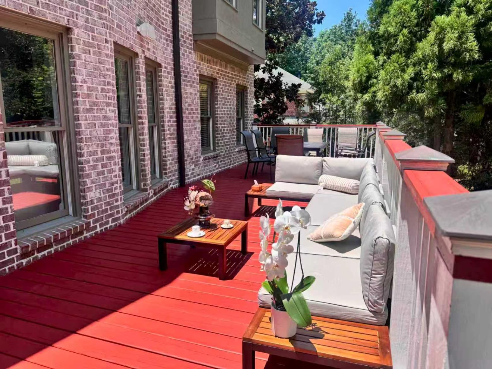 Sophia & William 4 Piece Metal Outdoor Sectional Sofa with Cushion | Modern L-shaped Patio Conversation Sets 4 Piece Outdoor Modular Couch with Built-in Side Table for Backyard customer photo 2