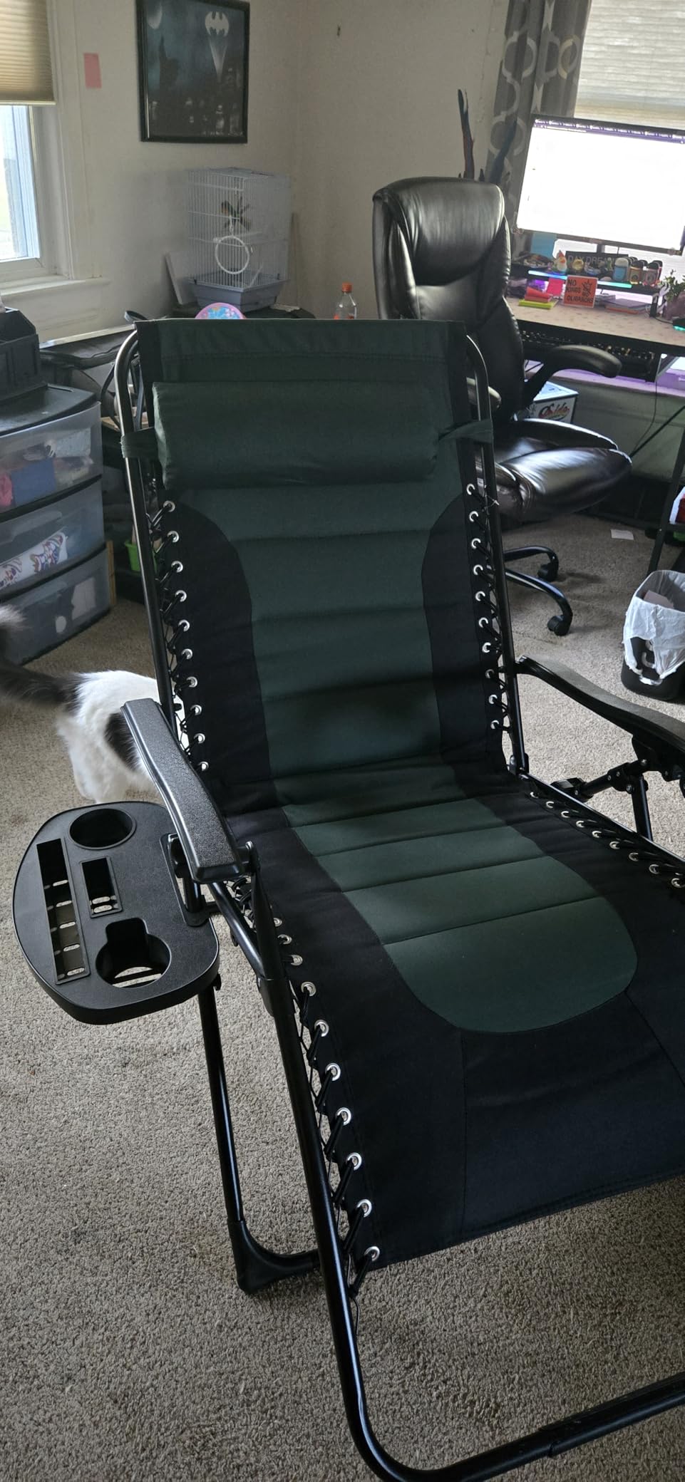 Nestl Padded Oversized Zero Gravity Chair, XL Folding Outdoor Lounge Chair | Adjustable Headrest, Cup Holder & Side Tray, Support 330 LBS, Anti Gravity Reclining, For Patio, Camping & Beach, Black/Grey customer photo 1