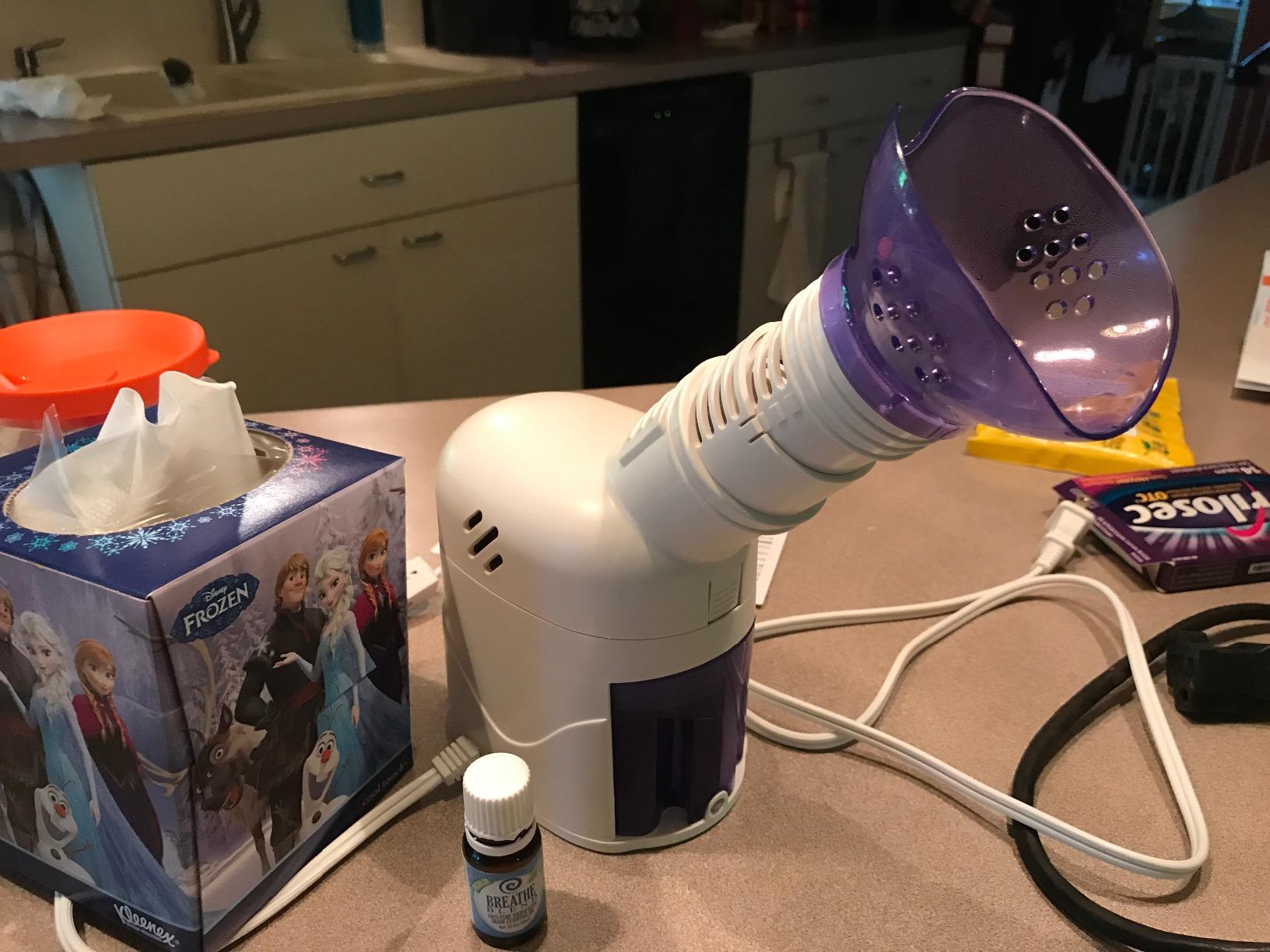 MABIS Facial Steamer, Steam Inhaler, Vaporizer or Vocal Steamer with Aromatherapy Diffuser and Soft Face Mask for Personal and Facial Steaming, 25mL customer photo 2