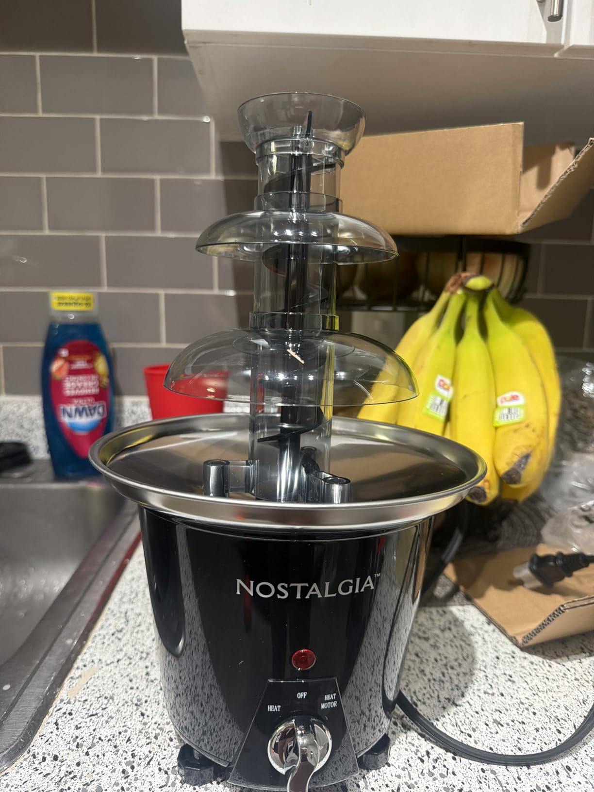 Nostalgia 3 Tier Electric Chocolate Fondue Fountain Machine for Parties - Melts Cheese, Queso, Candy, and Liqueur - Dip Strawberries, Apple Wedges, Vegetables, and More - 24-Ounce - Black, Small customer photo 2