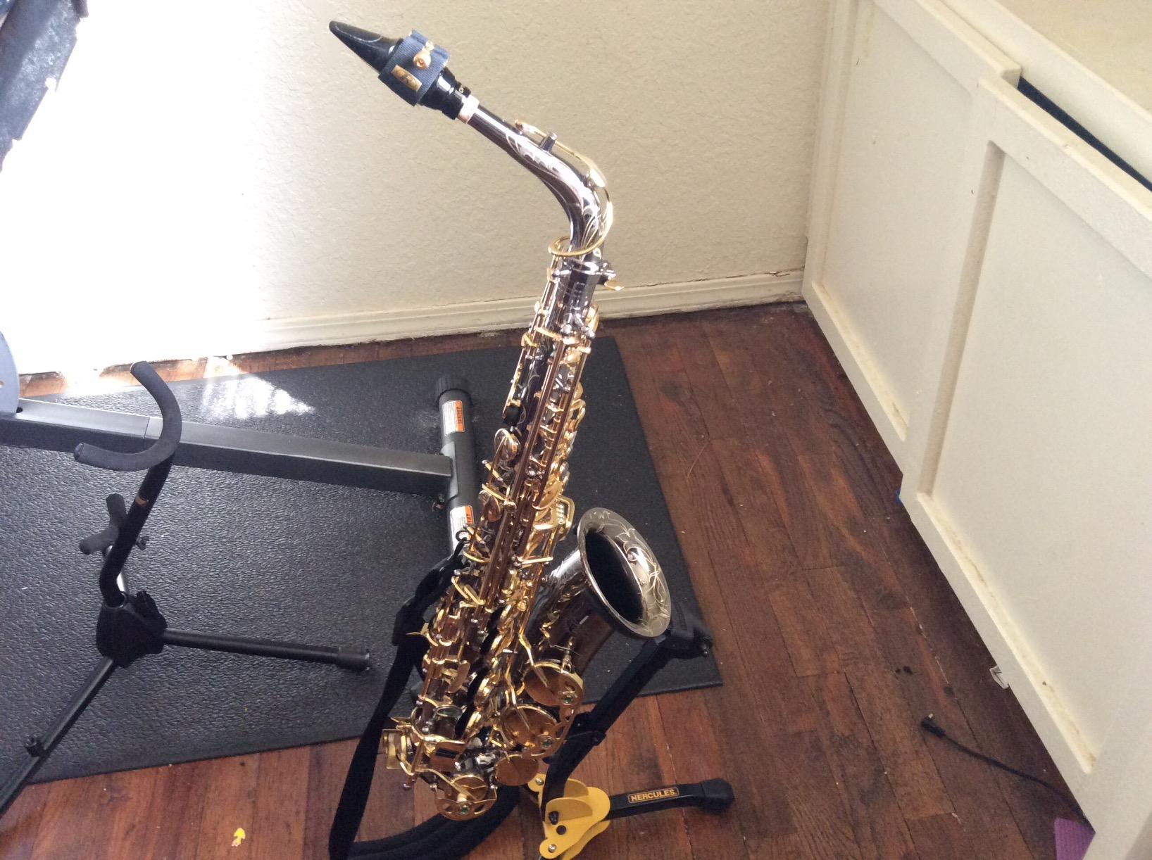 Hamilton Alto/Tenor sax Stand, Black, includes Flute/Clarinet peg | Stable Tripod Base, Detachable Peg, Keep Your Instrument Upright customer photo 1