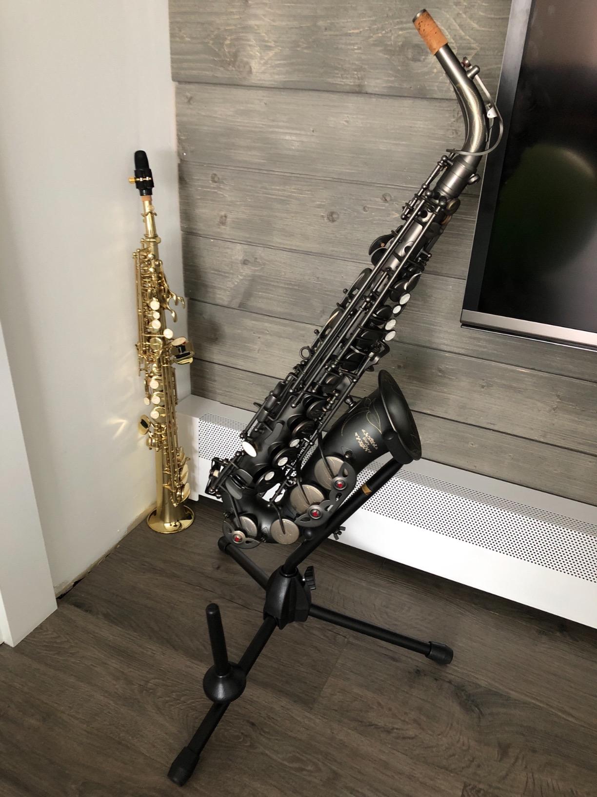 Hamilton Alto/Tenor sax Stand, Black, includes Flute/Clarinet peg | Stable Tripod Base, Detachable Peg, Keep Your Instrument Upright customer photo 2