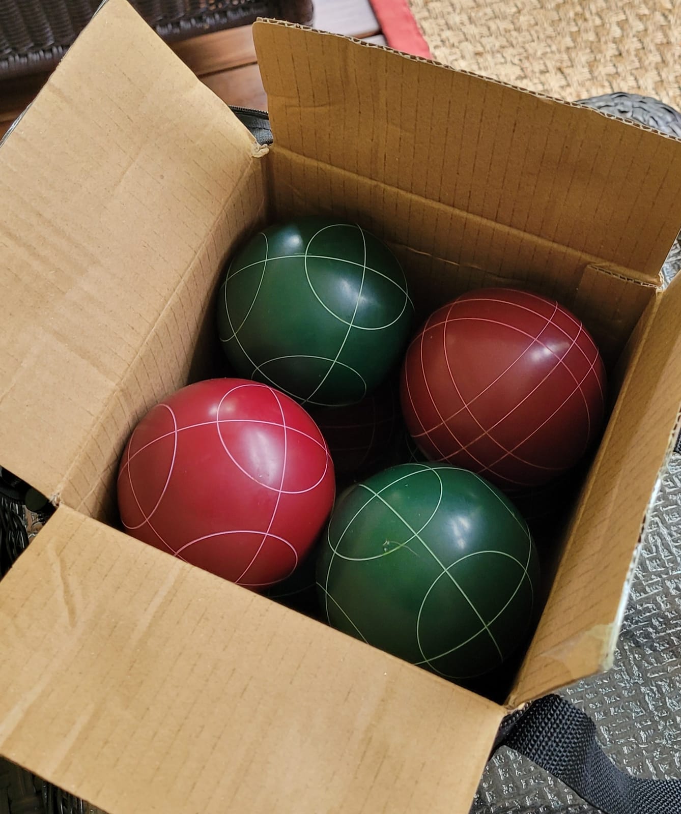 HEY! PLAY! Bocce Ball Set - Lawn Game for Backyard, Beach, or Wedding - Includes Red and Green Bocce Balls, Pallino, and Carrying Case by Trademark Games customer photo 2