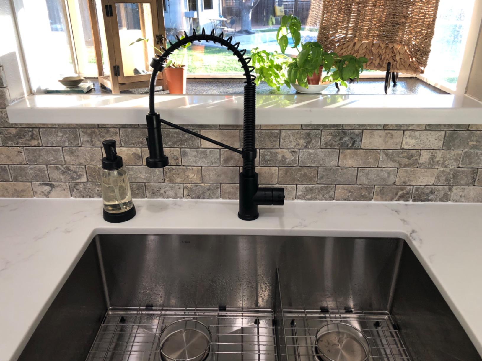 KRAUS Stainless Steel 33 in Double Bowl Undermount Sink KHU103-33 | 16-gauge TRU16 steel, 60/40 double bowl split, rounded corners for easy cleaning, NoiseDefend pads, rear-set drains customer photo 1