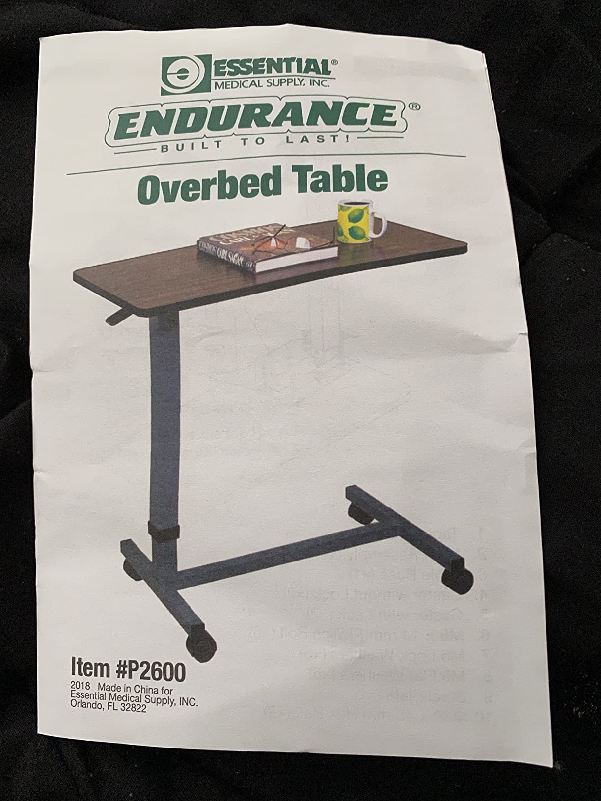 Essential Medical Supply Height Adjustable Automatic Overbed Table - Woodgrain Top with Locking Wheels, Perfect for Hospital and Home Use customer photo 1
