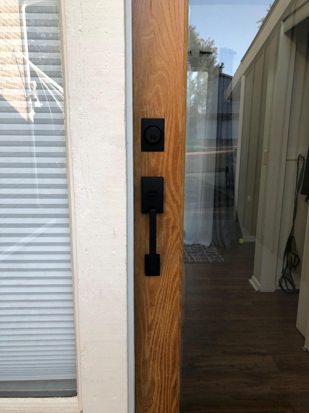 SCHLAGE Front Door Entry Handleset, Latitude Lever, Satin Nickel | Exterior front door handleset with deadbolt & reversible interior lever, Easy install, Certified security/durability, 2 keys customer photo 2
