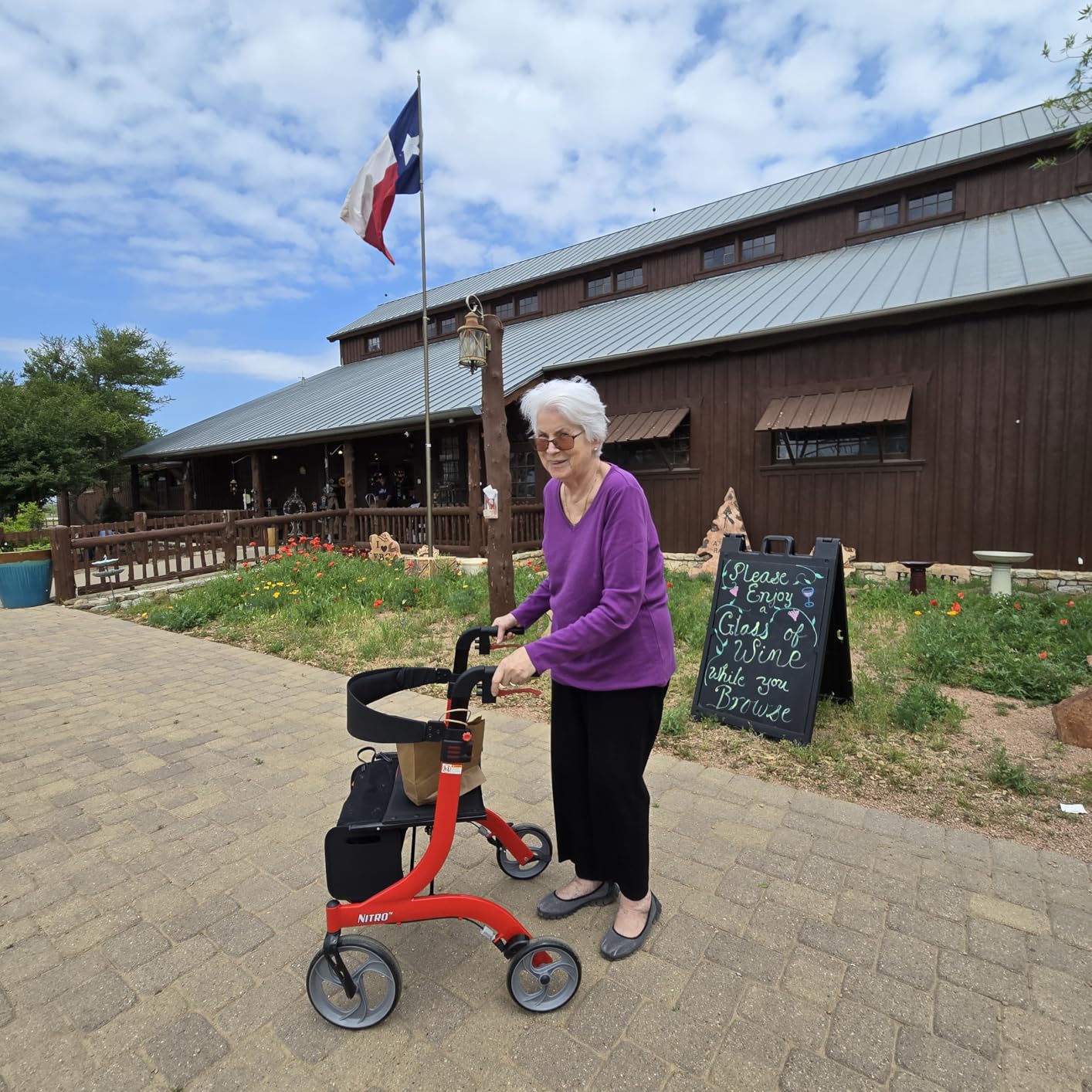 Drive Medical RTL10266 Nitro Euro-Style 4-Wheel Rollator Walker With Seat, Red customer photo 2