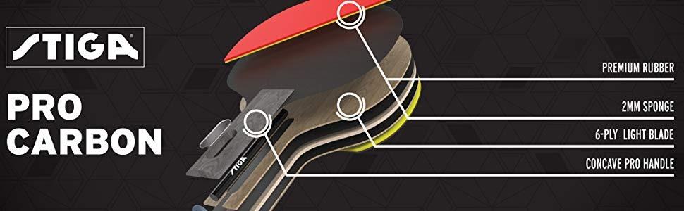 STIGA Pro Carbon + Raptor Performance-Level Table Tennis Rackets with Carbon Technology for Tournament Play - 7-ply Blade with Flared Handles - 2mm Sponge for Enhanced Control and Speed customer photo 1