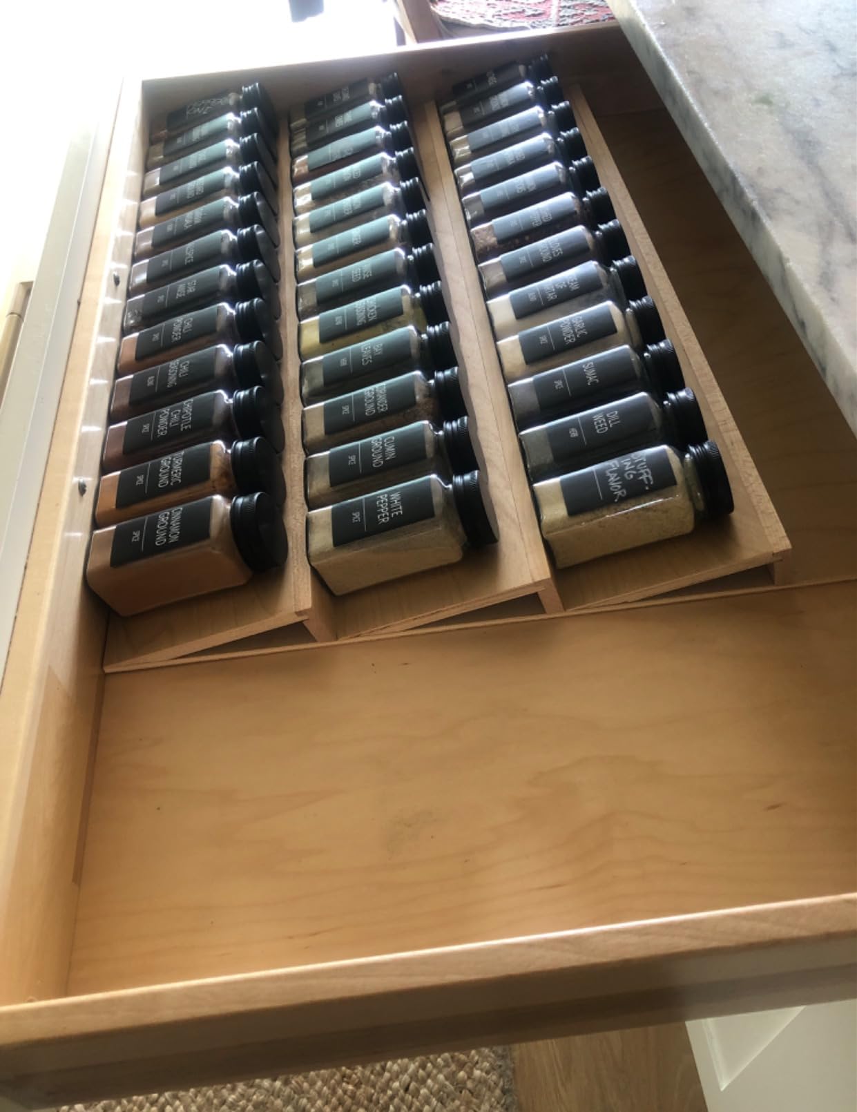Rev-A-Shelf 3-Tier Wood Trim-to-Custom-Fit Spice Rack Drawer Insert, 16