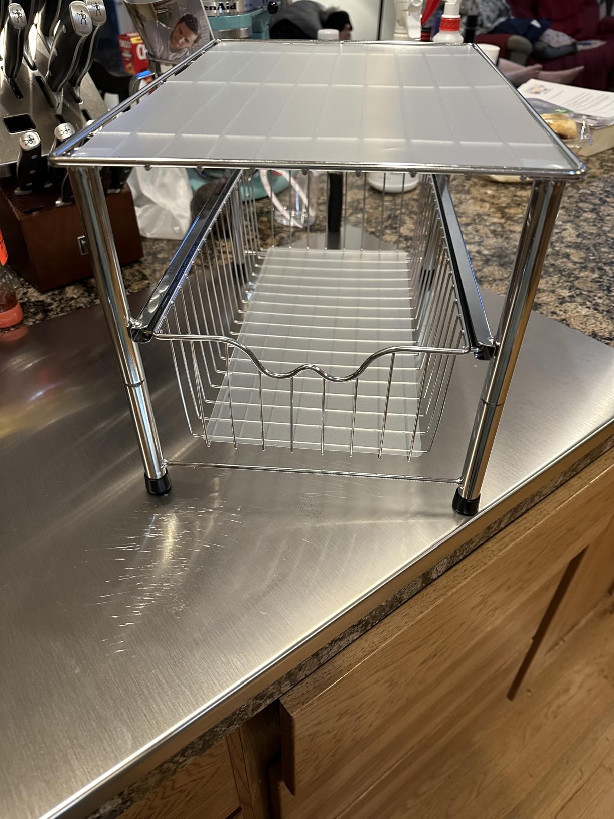 Deco Brothers Stackable Under Sink Organizer with Sliding Basket, Chrome customer photo 2