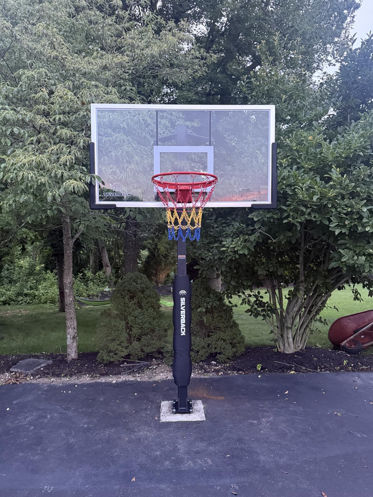 Silverback Height Adjustable In-Ground Basketball Hoop with Tempered Glass Backboard, Pro-Style Breakaway Rim & Backboard Pad customer photo 1