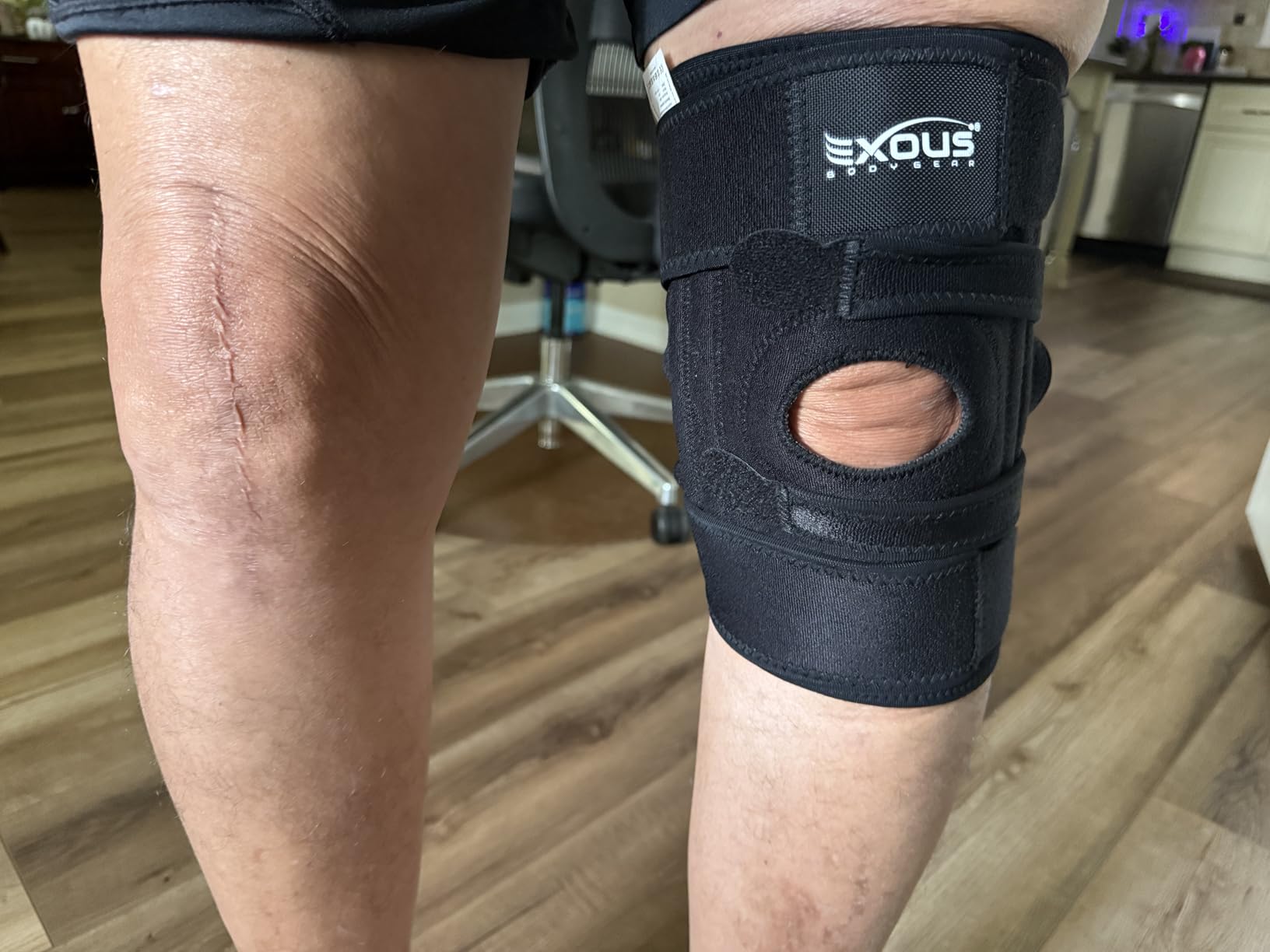 Knee Brace for Men & Women with Patented 4-Way Adjustable Support | Wraparound knee support, dual side stabilizers for patella, Meniscus, ACL and MCL stability during activity customer photo 1