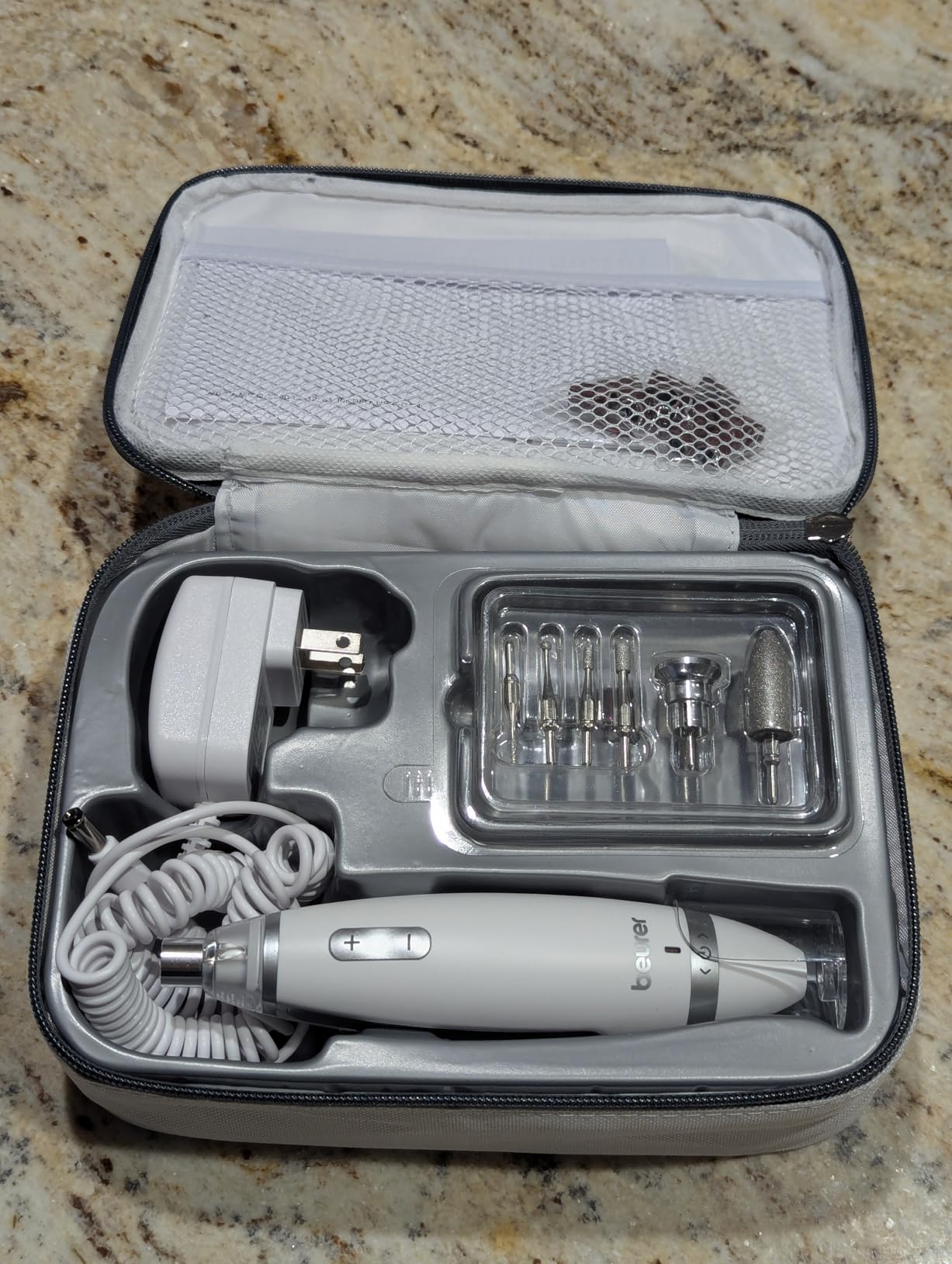 Beurer MP62 Professional Nail Drill Kit, Portable Electric File Machine with 10 Attachments & 10 Sanding Bands, Efile Dremel for Acrylic Gel Manicure and Pedicure, LED Light, with Storage Case customer photo 1