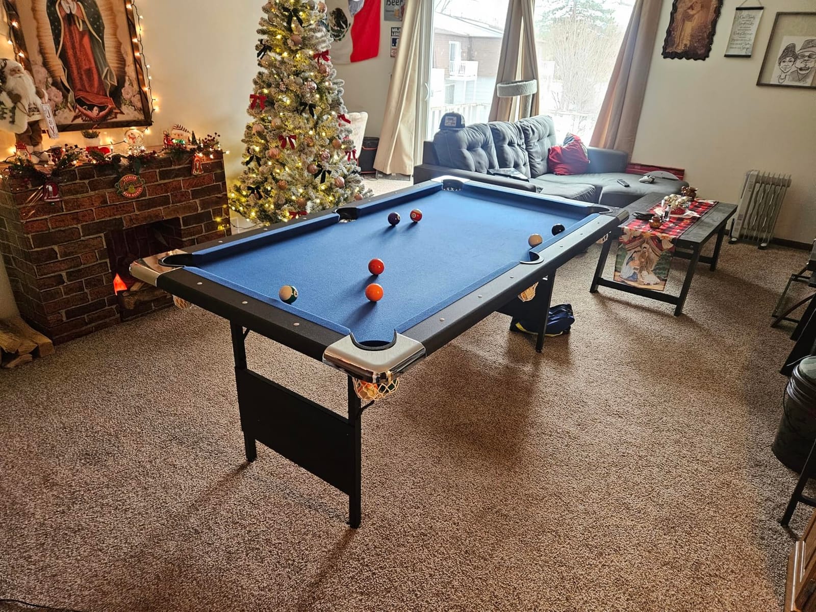 Hathaway Fairmont Folding Pool Table for Family & Home Use Includes Full Set of Billiard Balls, Cues, Chalk, Triangle and Carrying Bag, Portable Space-Saving Table customer photo 2