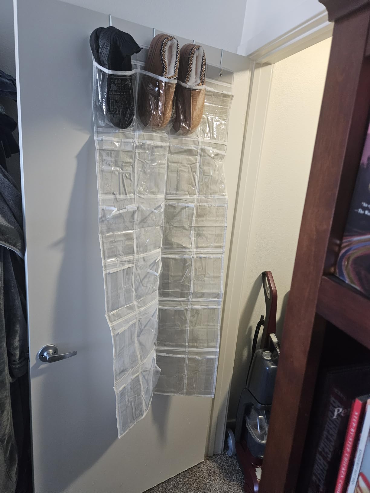 Simple Houseware 24 Pockets Clear Over the Door Shoe Organizer, Gray customer photo 1