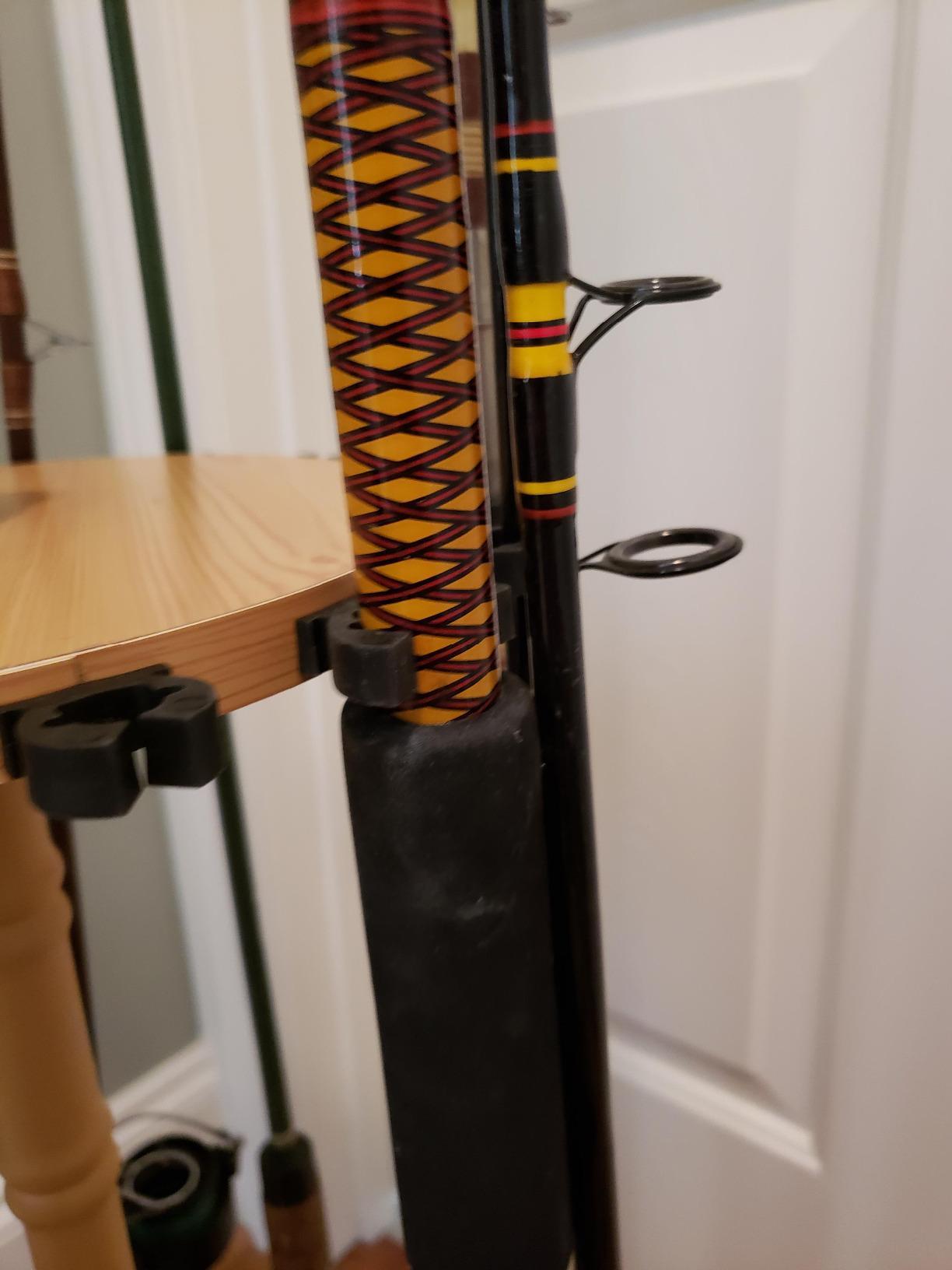 Rush Creek Creations Round 16 Fishing Rod Storage Rack - Features Traditional Handcrafted Wood Post - No Tool Assembly, Wood Grain Laminate customer photo 1