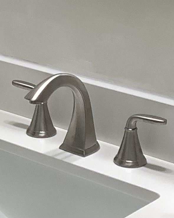 Pfister Pasadena 8 inch Widespread 3 Hole Bathroom Sink Faucet with 2 Handles, Brushed Nickel Finish, Push & Seal Drain, Water-Efficient WaterSense Certified LF049PDKK customer photo 2