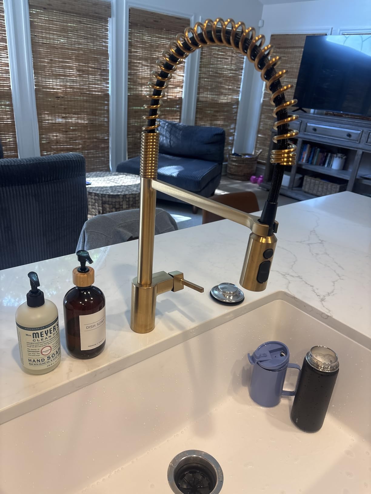 Moen Align Spot Resist Stainless Pulldown Kitchen Faucet, Single Hole, Modern Spring Style with Pre-Rinse and Power Boost Pull Down Sprayer, Easy Installation, 5923SRS customer photo 2
