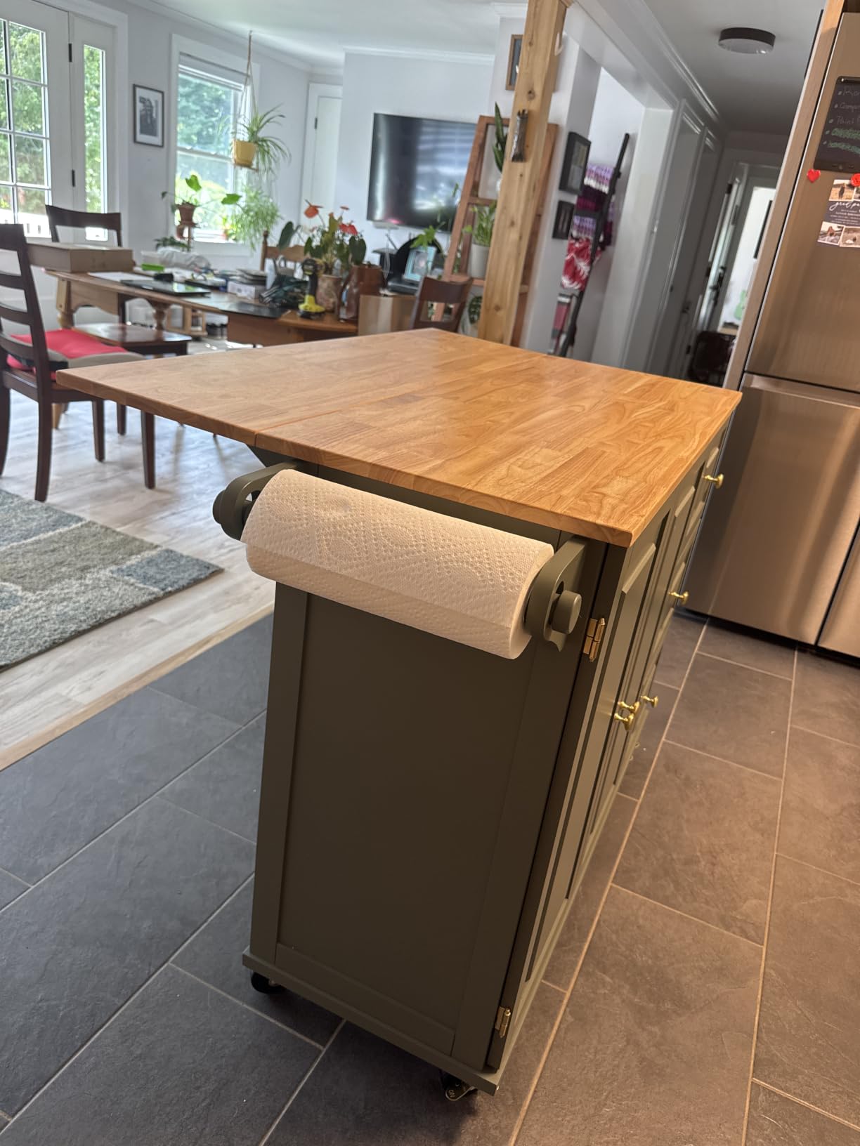 Homestyles Dolly Madison Off-White Mobile Kitchen Island Cart with Wood Drop Leaf Breakfast Bar customer photo 1