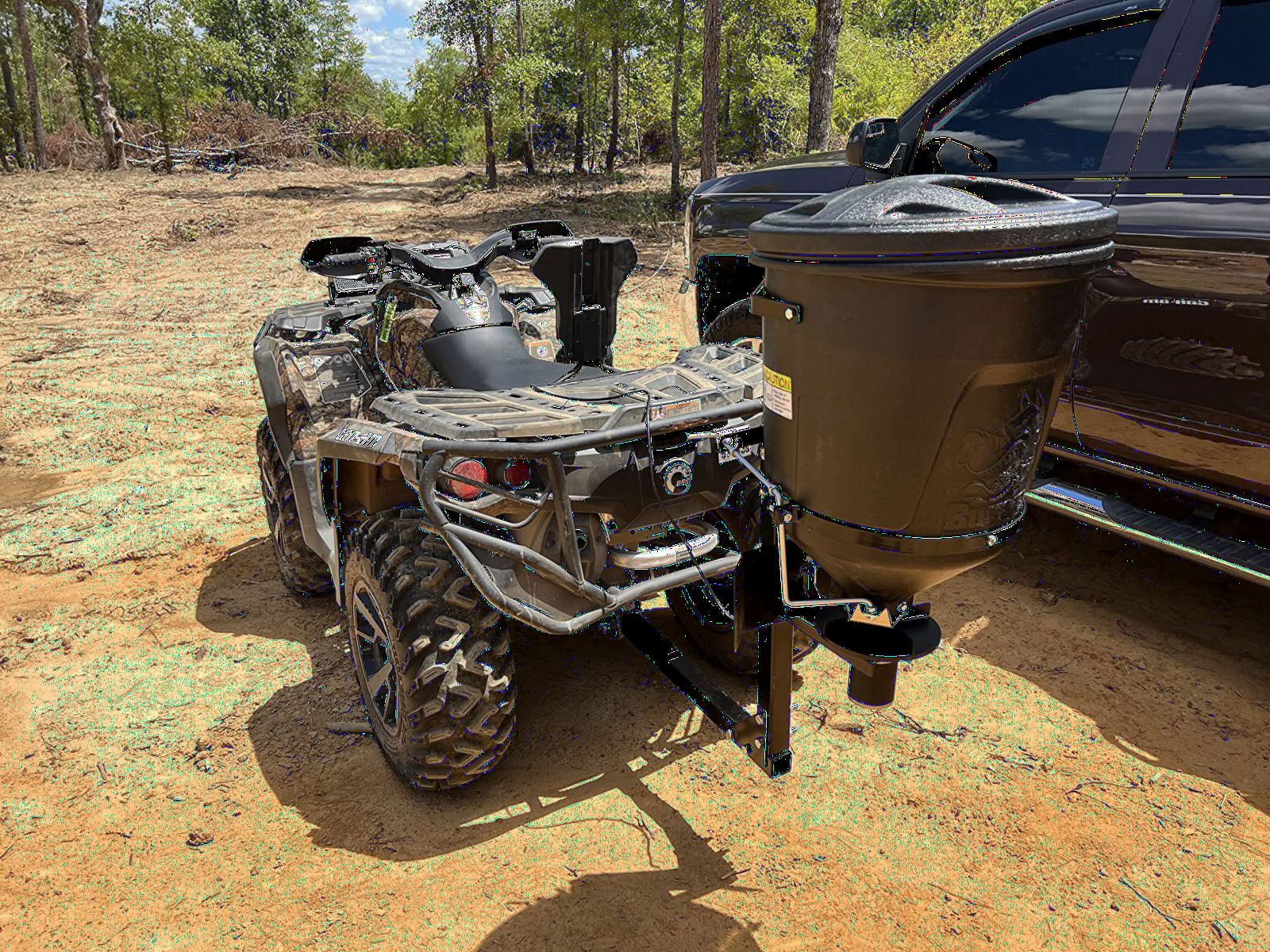 Buyers Products UTVS16 UTV/ATV Broadcast Spreader, 150 lb Capacity, Receiver Hitch Mount, for Salt, Grass, Seed, Fertilizer & Feed, Adjustable Flow Gate, 12V Motor, Poly Hopper w/ Lid, All-Season Use customer photo 2
