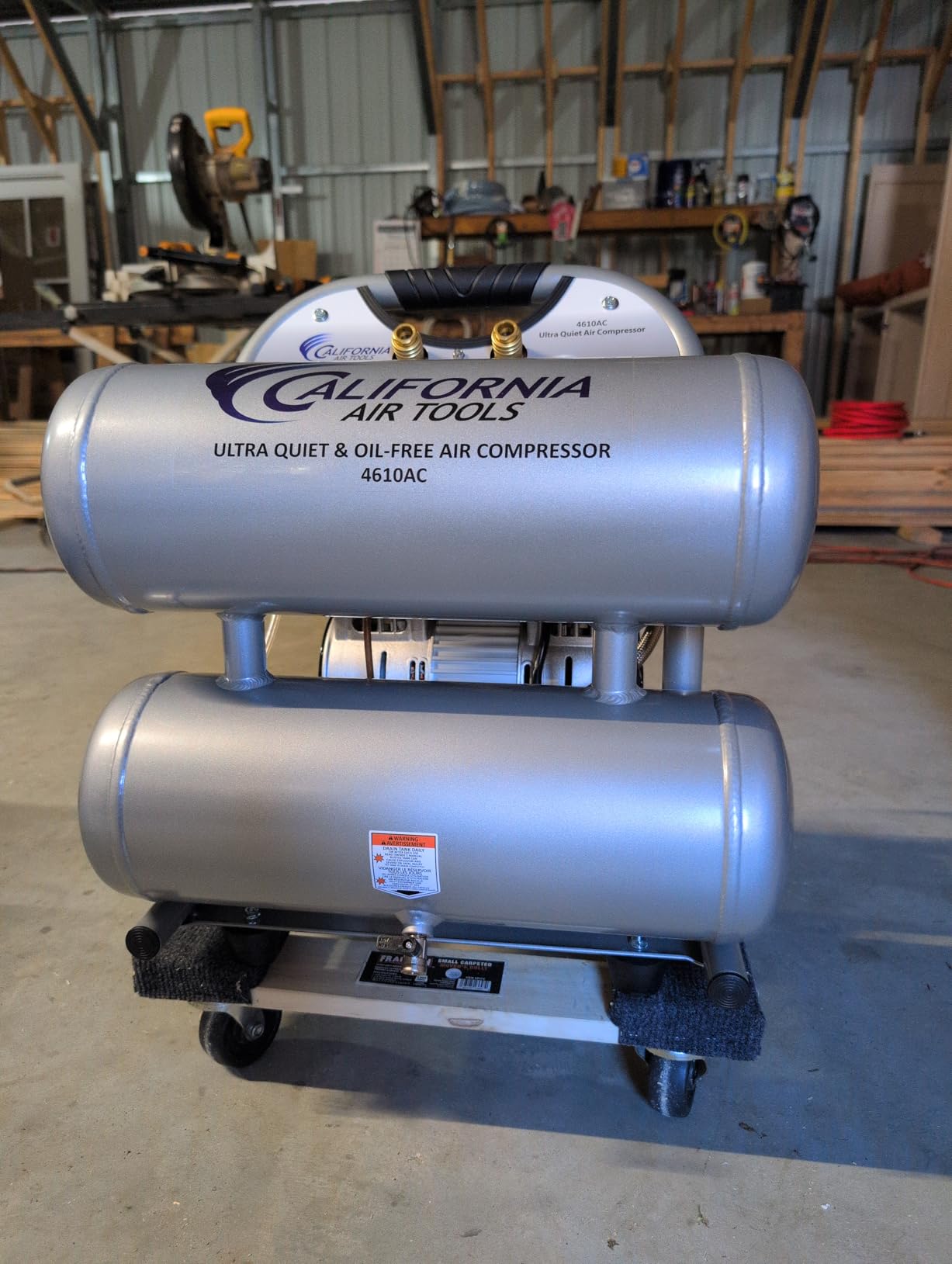 California Air Tools CAT-4610AC Ultra Quiet & Oil-Free 1.0 HP 4.6 Gallon Aluminum Twin Tank Electric Portable Air Compressor, Silver customer photo 2