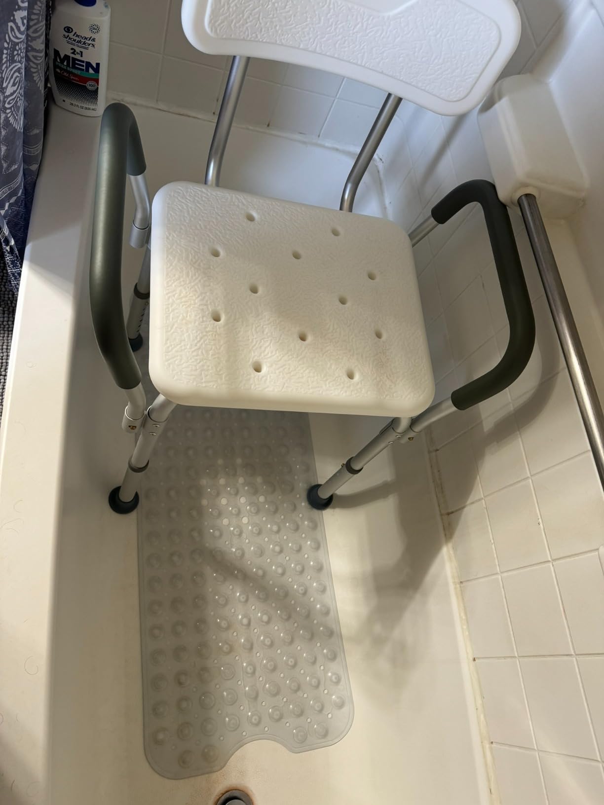 Medline Shower Chair Seat with Padded Armrests and Back | Heavy Duty Shower Chair for Bathtub | Slip Resistant Shower Seat with Adjustable Height | Shower Chair for Inside Shower with 350 lb Capacity customer photo 2