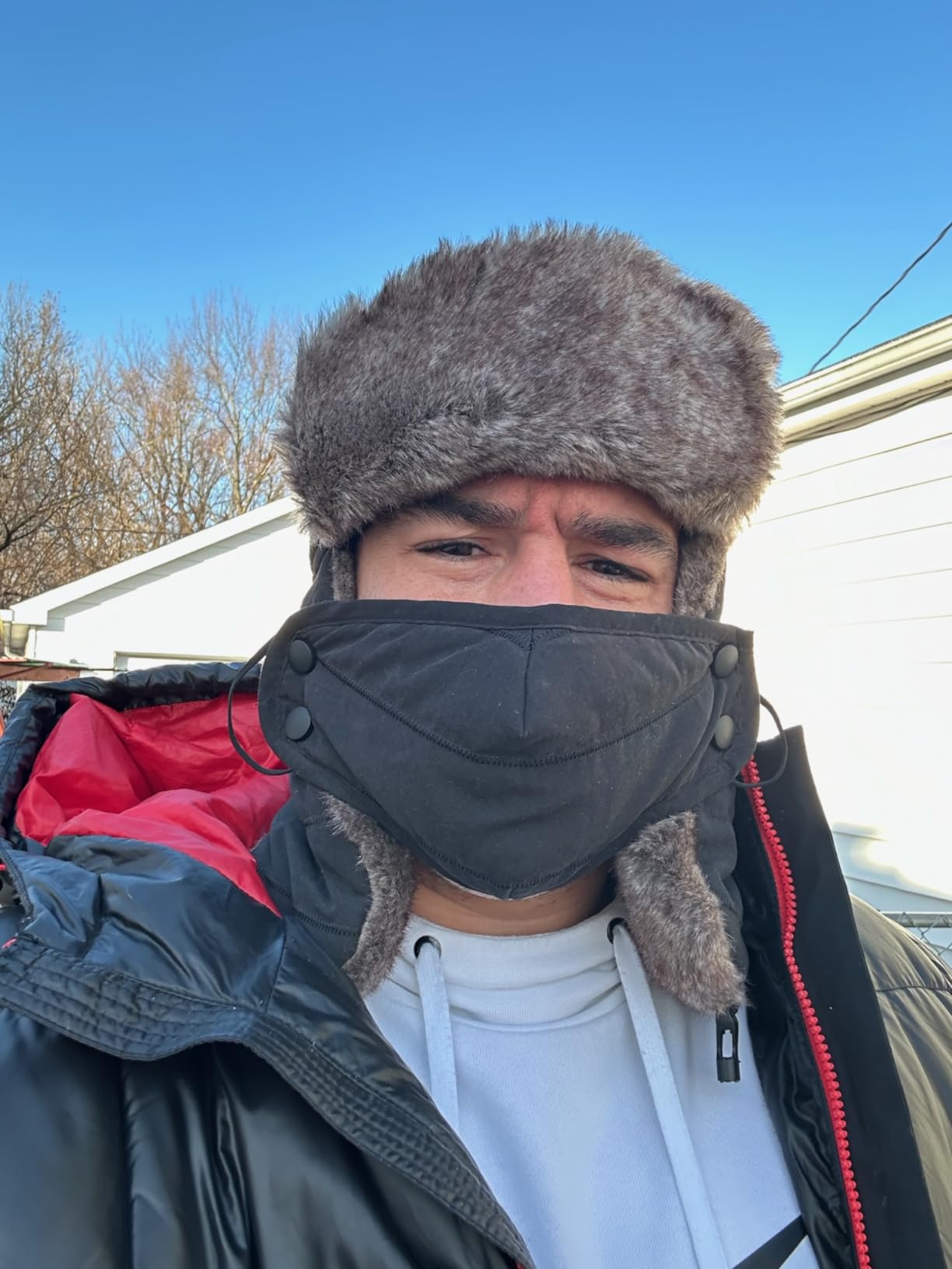 Men's Trooper Trapper Hat Warm Winter Hats with Removable Face Mask Earflaps Faux Fur Hunting Outdoor Hat customer photo 1