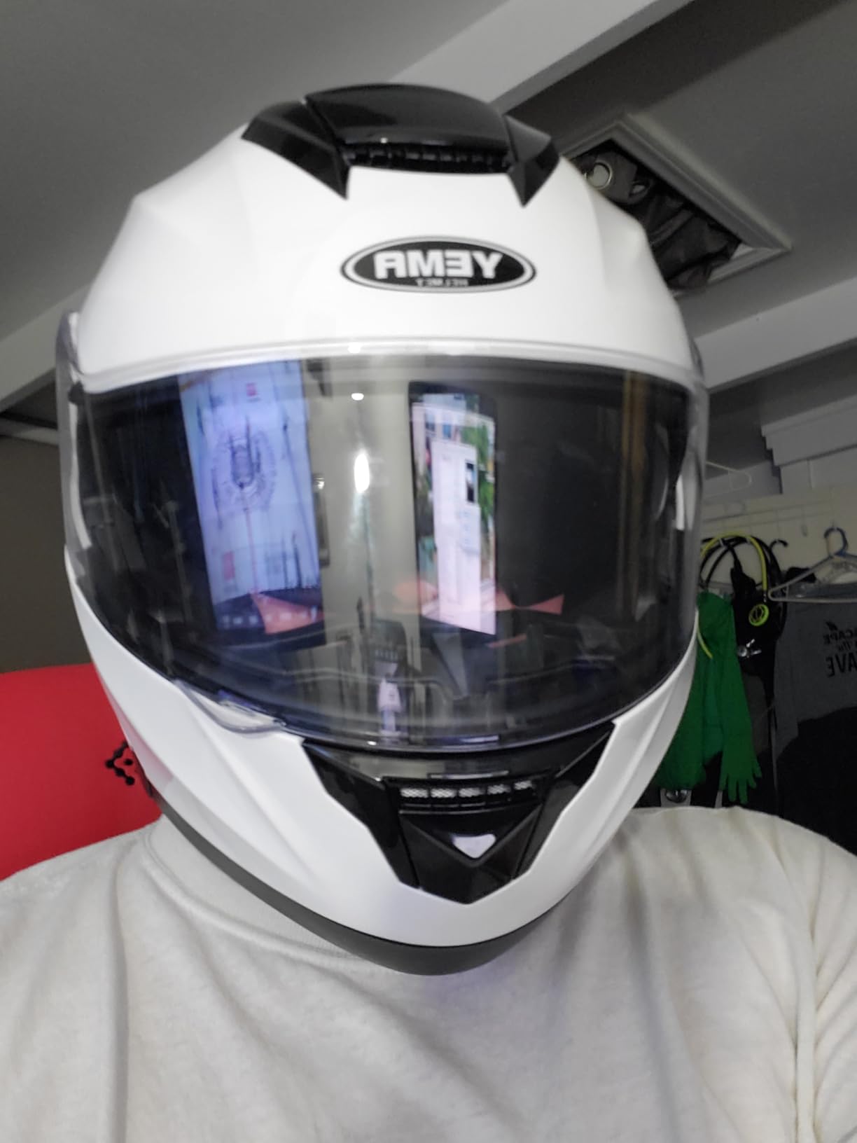YEMA Modular Motorcycle Helmets, DOT Approved Full Face Motorcycle Helmet with Flip Up Dual Visor customer photo 2