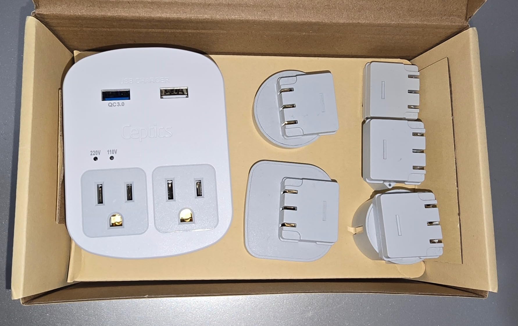 Ceptics 35W Universal Travel Adapter Kit - 2 USA sockets, USB-A, USBC, 1x PD 35W USB-C and USBC Cable, Surge Protected, Plugs for EU, UK, China, AU, Japan - for Laptop, Phone, Camera-ETL Tested customer photo 2