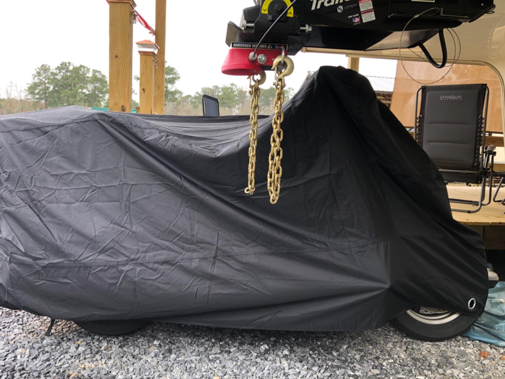 XYZCTEM New Generation Motorcycle Cover -All Weather Black XXXLX Large | Heavy Duty Waterproof Outdoor Protects Fits up to 116 inch for Harley Davidson, Honda, Suzuki, Yamaha and More customer photo 1