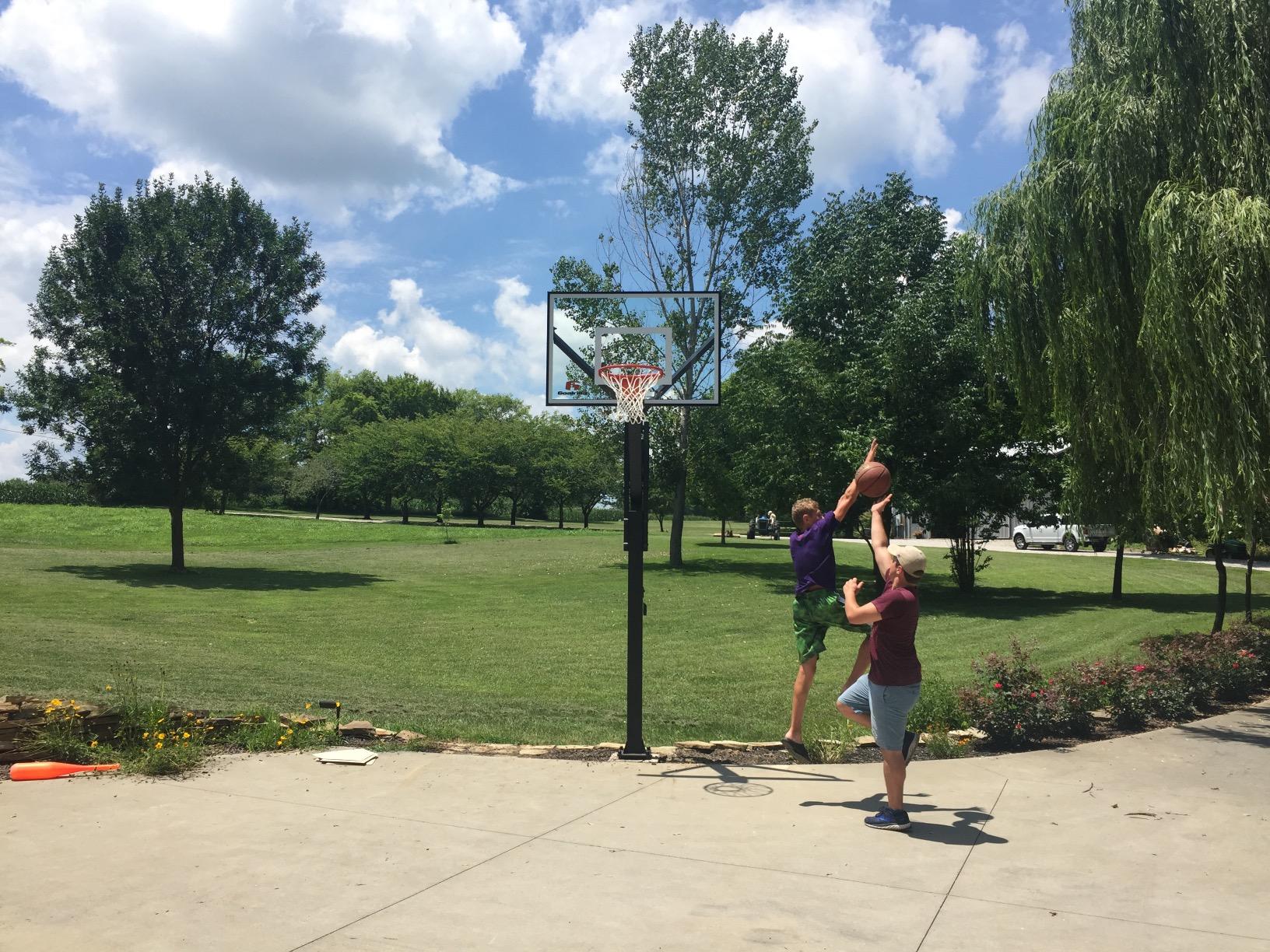 Goalrilla Basketball Hoops with Tempered Glass Basketball Goal Backboard, Black Anodized Frame, and In-ground Anchor System customer photo 2