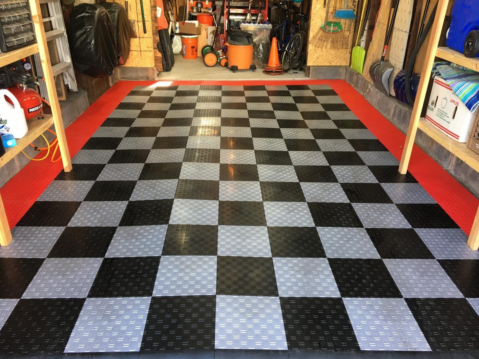 Big Floors GarageTrac Garage Floor Tiles, Interlocking Garage Flooring, Diamond Pattern Non-Slip Heavy-Duty Copolymer Modular Tile, Easy Install (Black, 48 Pack of 12 x 12