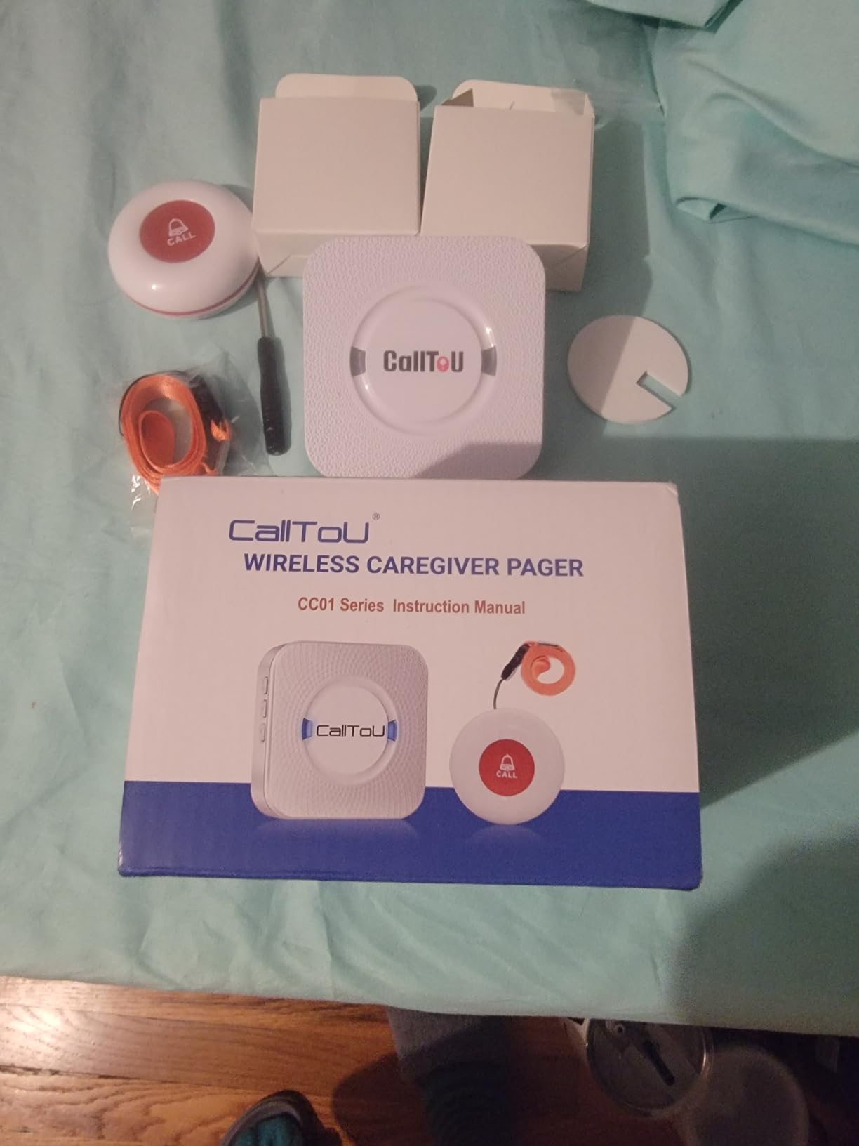 CallToU Wireless Caregiver Pager Smart Call System 2 SOS Call Buttons/Transmitters 2 Receivers Nurse Calling Alert Patient Help System for Home/Personal Attention Pager 500+Feet Plugin Receiver customer photo 1