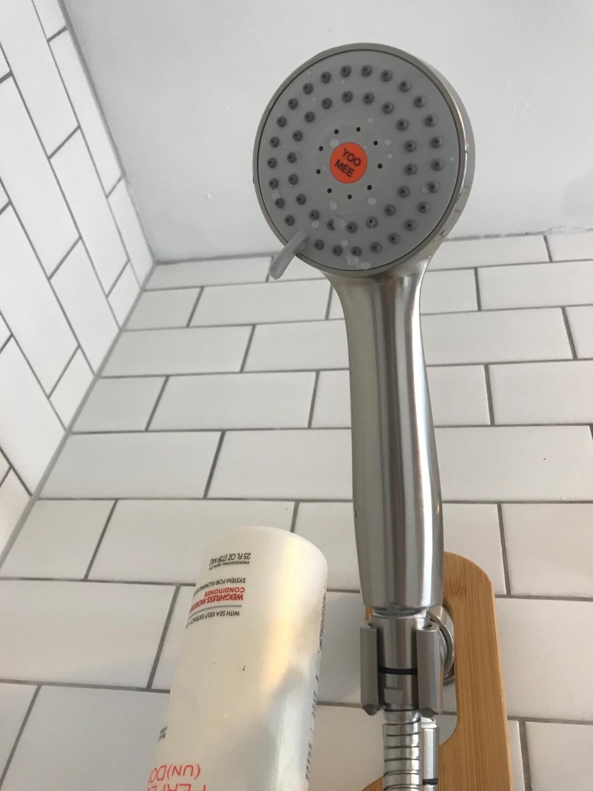 YOO.MEE High Pressure Handheld Shower Head with Powerful Shower Spray against Low Pressure Water Supply Pipeline, Multi-functions, w/ 79'' Hose, Bracket, Brushed Nickel Finish customer photo 1