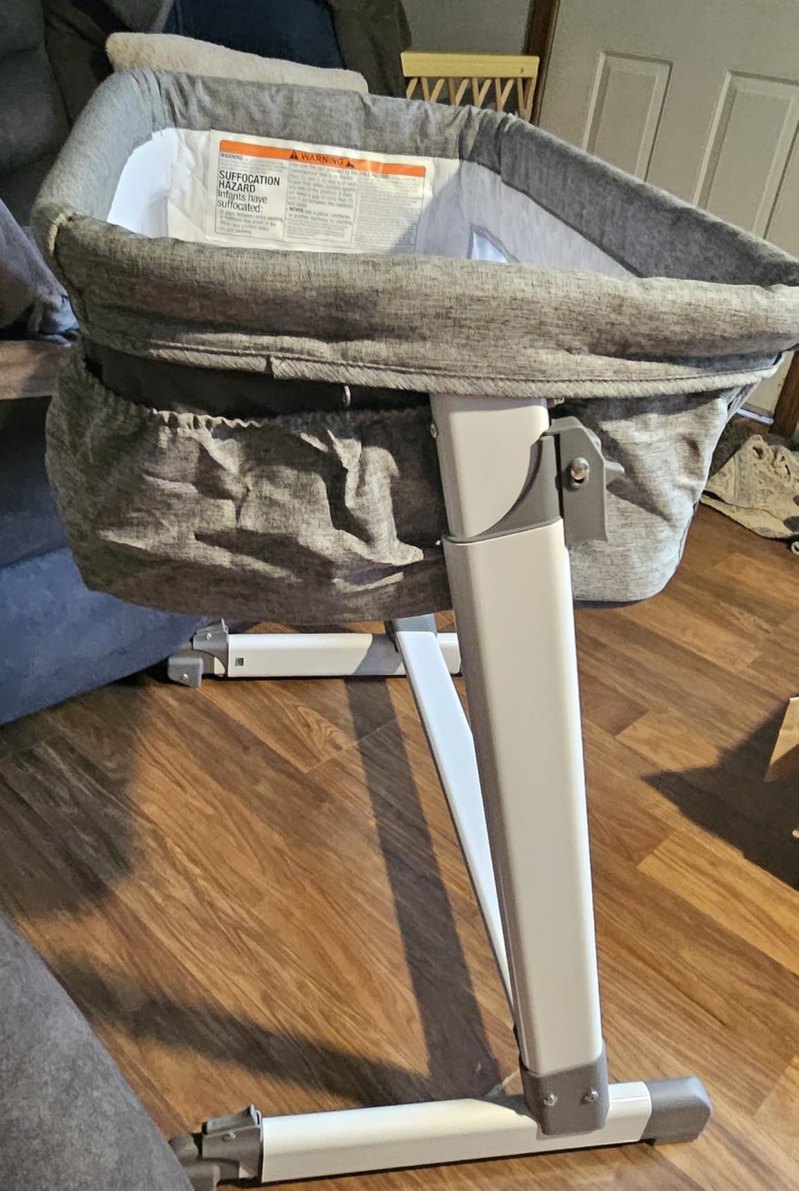Simmons Kids By The Bed City Sleeper Bassinet - Adjustable Height Portable Crib with Wheels & Airflow Mesh, Grey Tweed customer photo 1