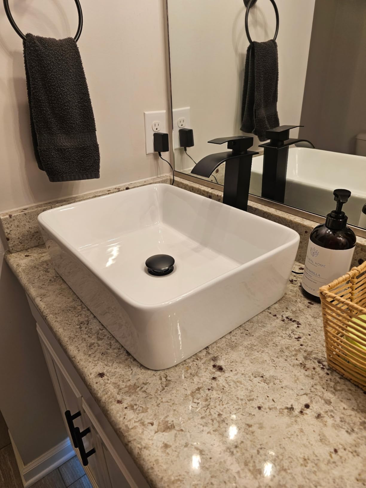 Lordear Vessel Sink Rectangle 19 Inch Bathroom Sink, Rectangular Modern Above Counter Bathroom Sinks White 19x15 Inch Porcelain Ceramic Vessel Vanity Sink Art Basin customer photo 2