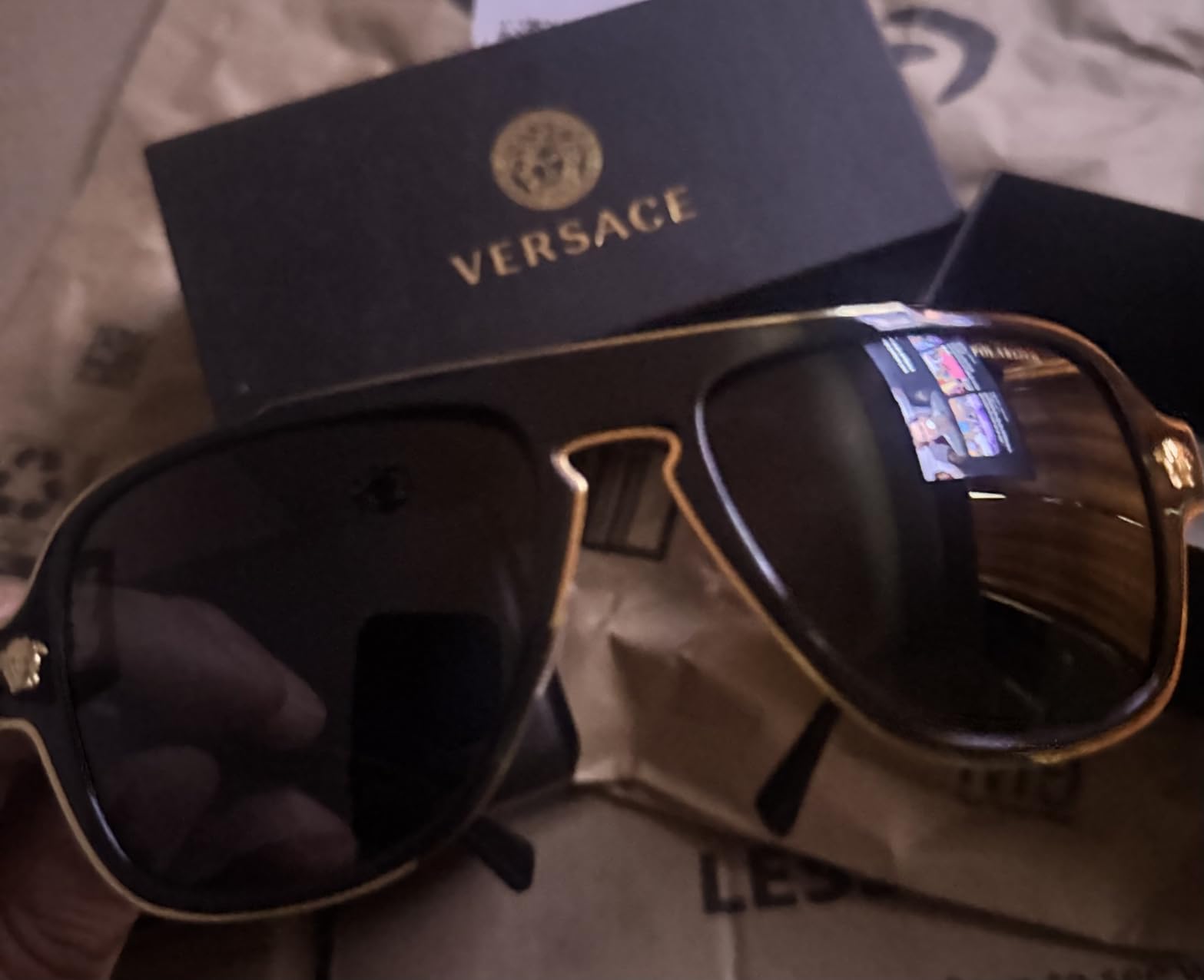 Versace Man Sunglasses Black Frame, Dark Grey Lenses, 56MM customer photo 1