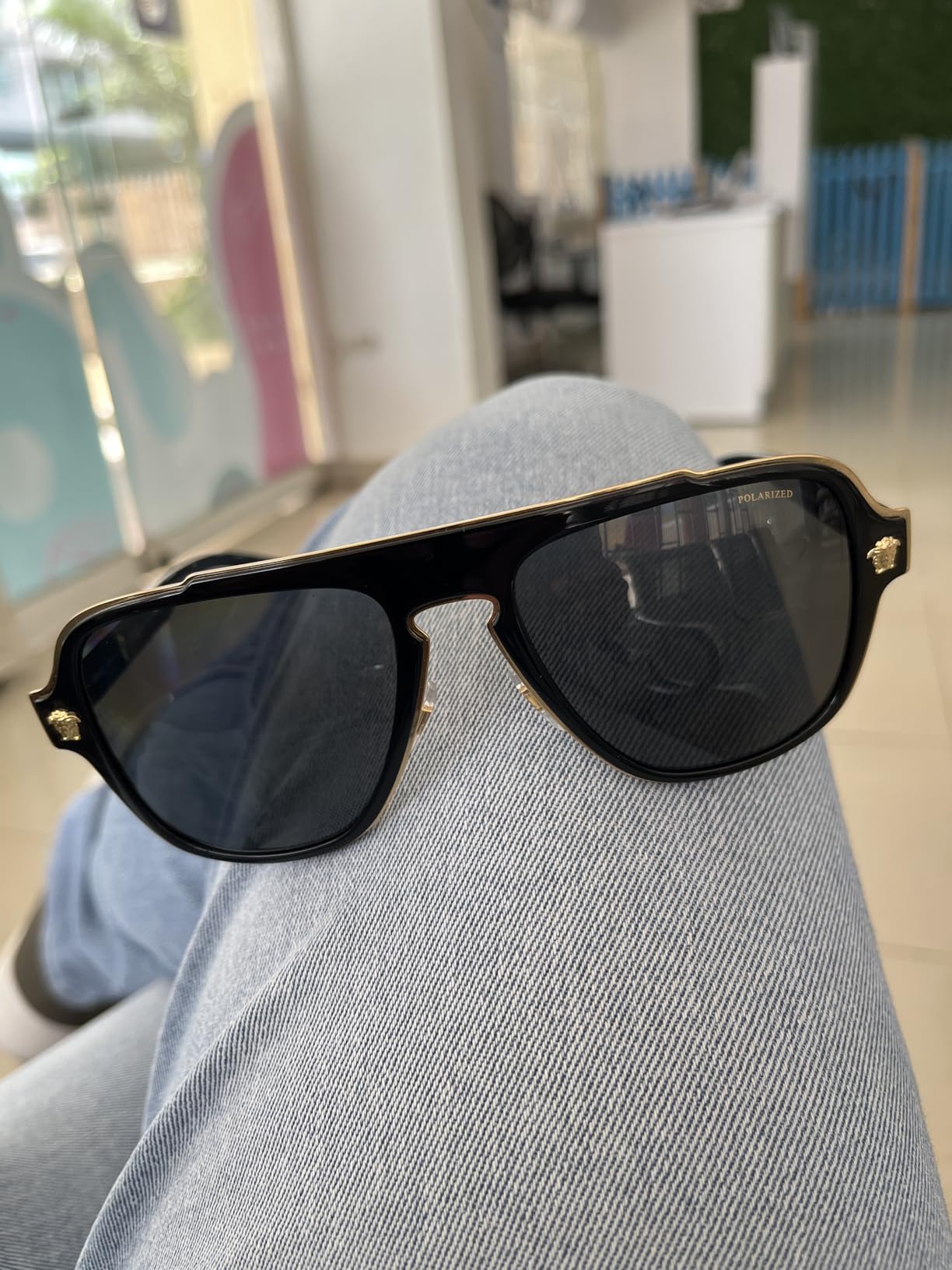Versace Man Sunglasses Black Frame, Dark Grey Lenses, 56MM customer photo 2