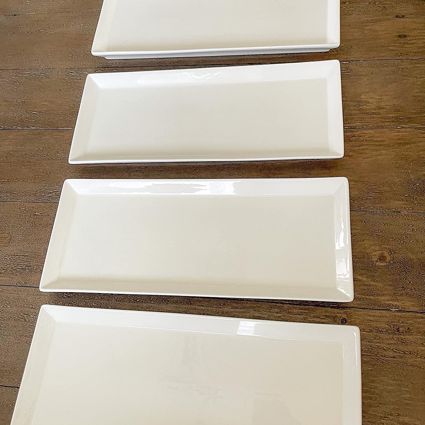 Sweese White Serving Platters, Porcelain Serving Trays for Parties, Large Rectangular Plates Set of 4 customer photo 1