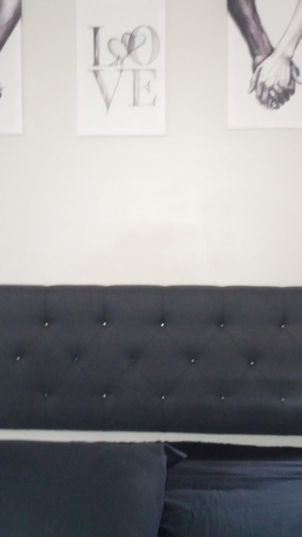 Lucid Mid-Rise Upholstered Headboard - Diamond Tufted - Padded Polyester - Adjustable Height from 34” to 46” - Easy Assembly - Bed Frame or Wall Mount - Sturdy - Stone - King / Cal King Size customer photo 2