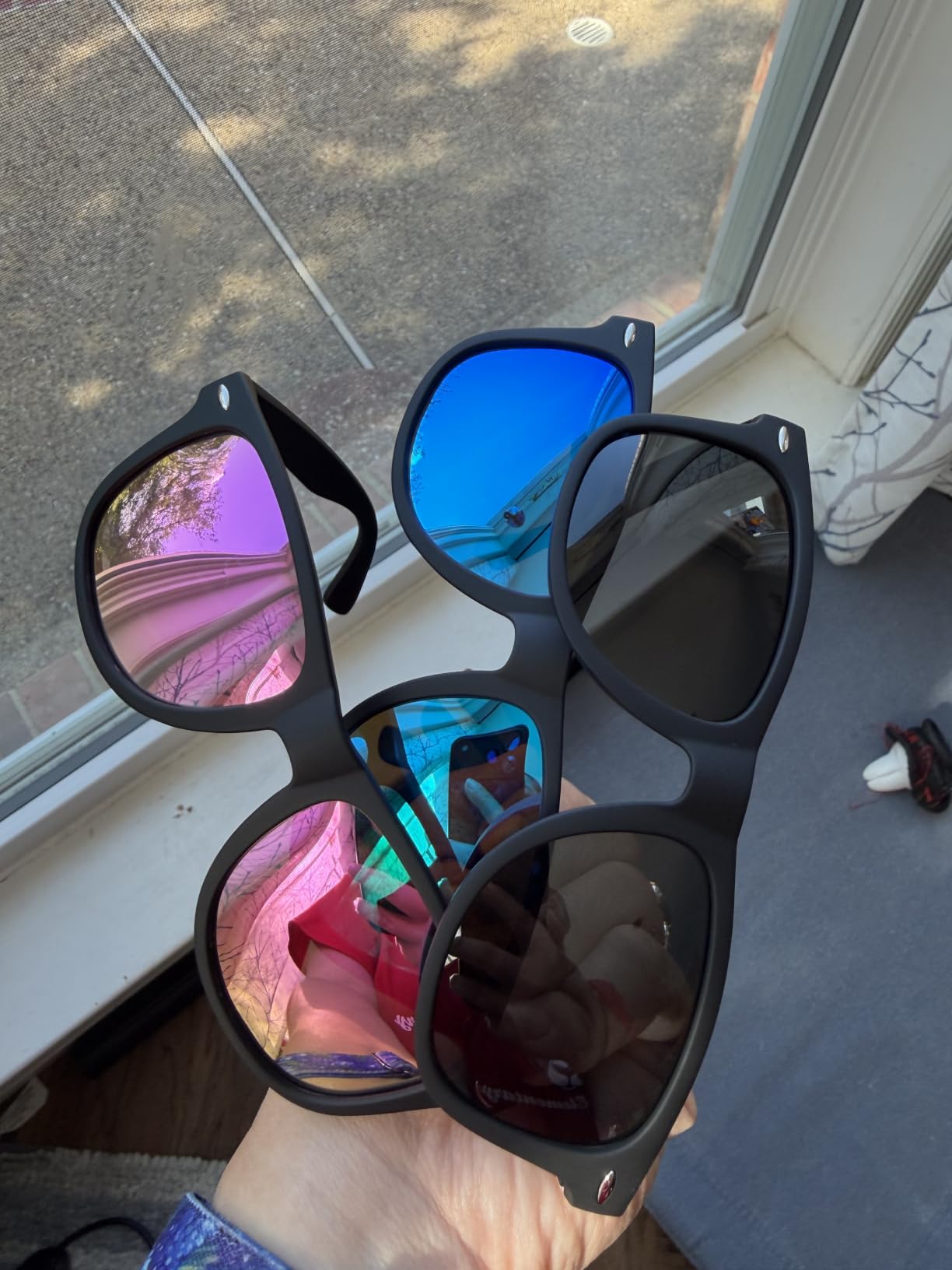 Polarized Sunglasses for Men and Women Matte Finish Sun glasses Color Mirror Lens UV Blocking (3 Pack) customer photo 2