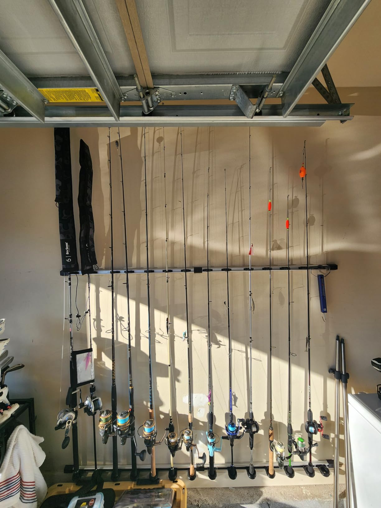 Rush Creek Creations | Fishing Rod Holder, Garage Organization and Wall Storage, for Reels, Gear and Accessories (Vertical/Horizontal Rack) customer photo 1