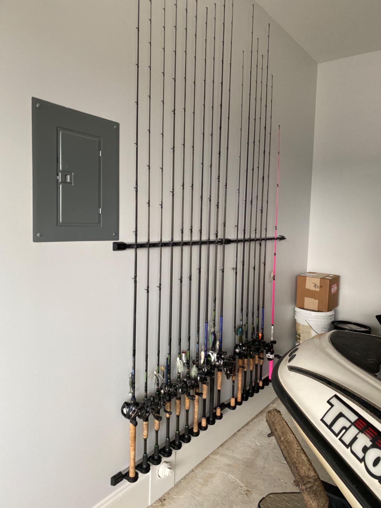 Rush Creek Creations | Fishing Rod Holder, Garage Organization and Wall Storage, for Reels, Gear and Accessories (Vertical/Horizontal Rack) customer photo 2