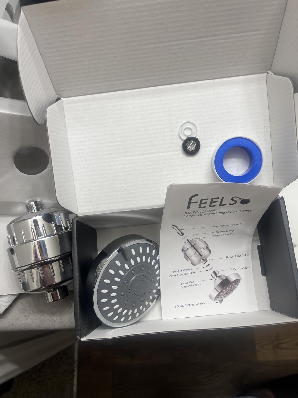 FEELSO Shower Head and 15 Stage Shower Filter Combo, High Pressure 5 Spray Settings Filtered Showerhead with Water Softener Filter Cartridge for Hard Water Remove Chlorine and Harmful Substances customer photo 2