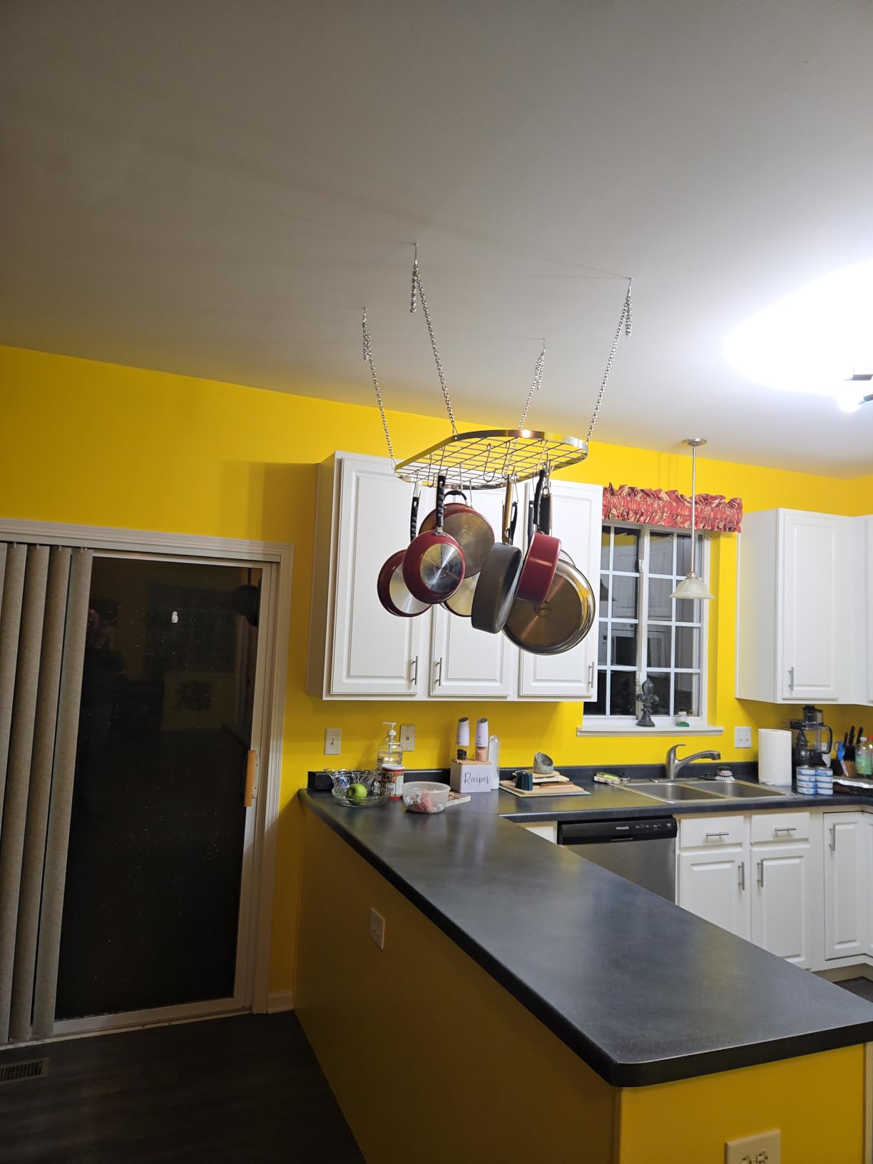 Vdomus Hanging Pot Rack - Ceiling Mount Kitchen Organizer for Pots and Pans with 15 Hooks - 33 x 17 Inches Heavy-Duty, Silver customer photo 2