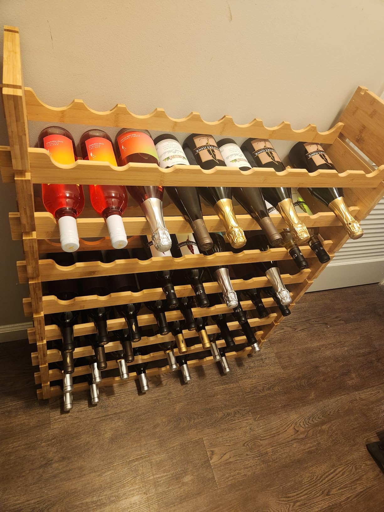 72 Bottle Stackable Modular Wine Rack Wine Storage Rack Solid Bamboo Wine Holder Display Shelves, Wobble-Free (Eight-Tier, 72 Bottle Capacity) customer photo 1