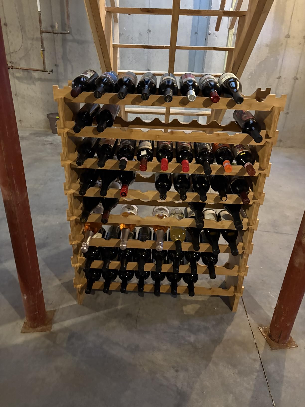72 Bottle Stackable Modular Wine Rack Wine Storage Rack Solid Bamboo Wine Holder Display Shelves, Wobble-Free (Eight-Tier, 72 Bottle Capacity) customer photo 2