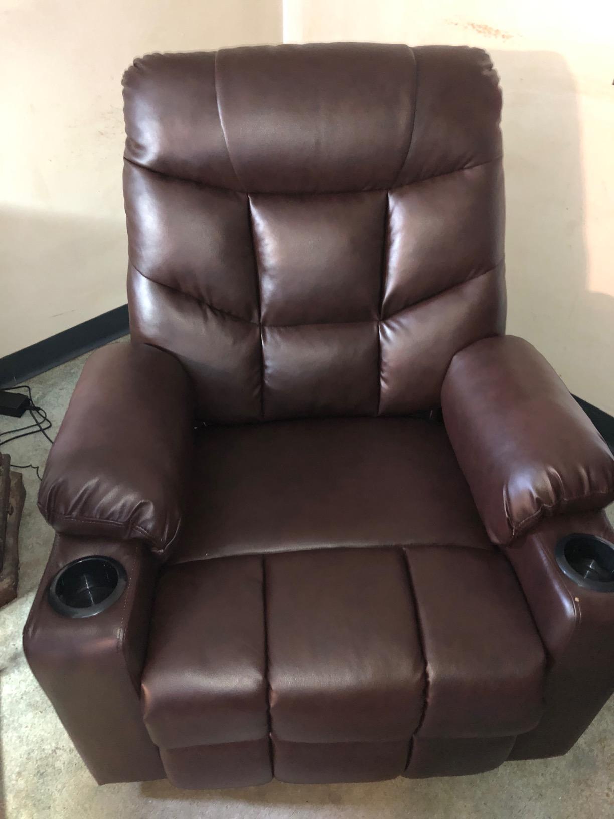 MCombo Power Lift Recliner Chair with Extended Footrest for Elderly People, for Mom, Faux Leather 7287 (Dark Brown, Medium) customer photo 1