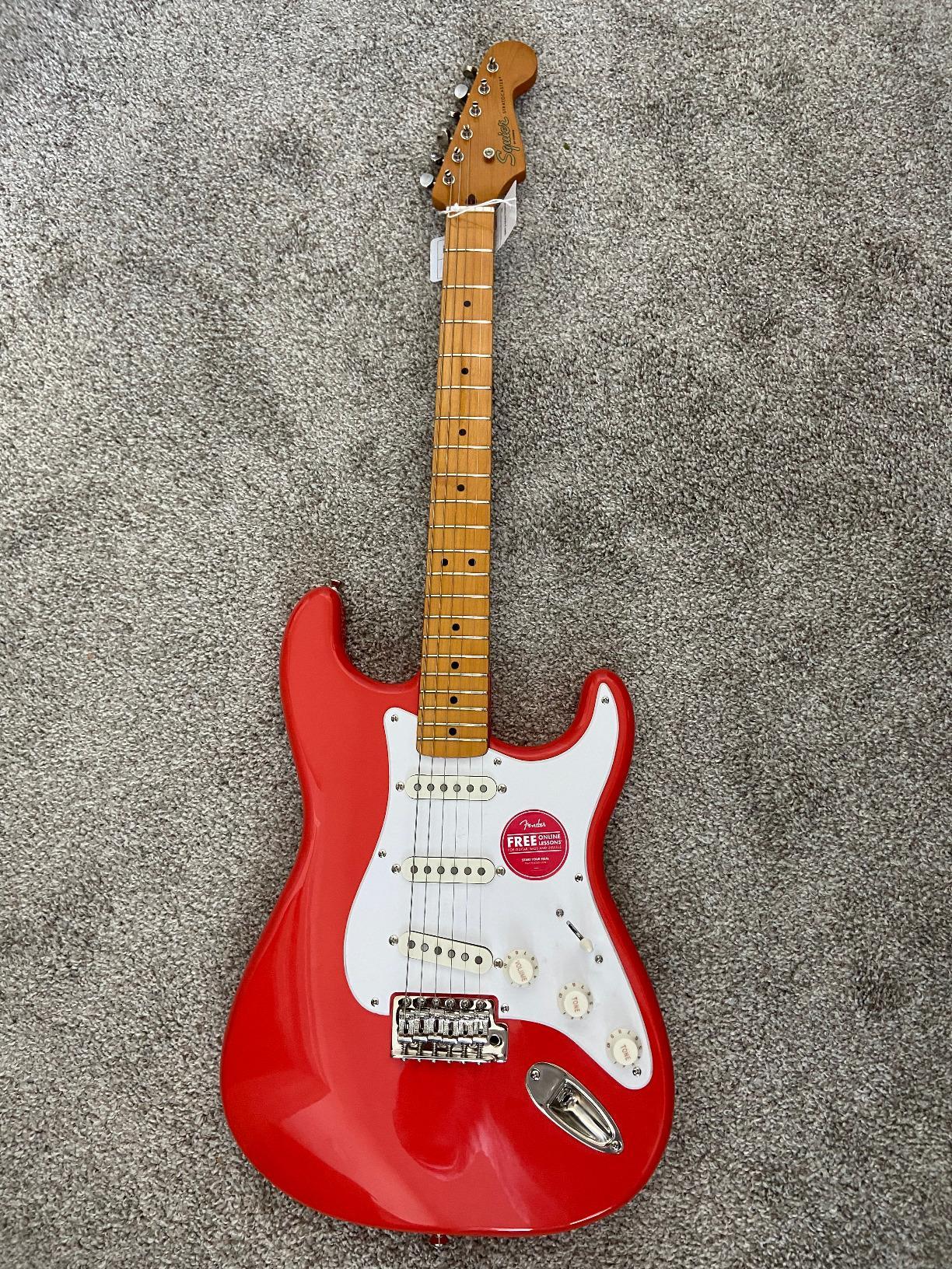 Squier Classic Vibe 60s Stratocaster Electric Guitar, Candy Apple Red | Beginner to intermediate electric guitar, vintage 60s Strat tone, laurel fingerboard, 2-year warranty, Fender pickups customer photo 1